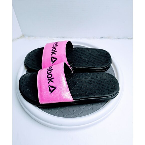 Reebok Womens Pink & Black Slide Sandals Size 5 Synthetic Material Comfortable P - Picture 3 of 7